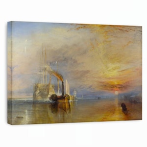 The Fighting Temeraire by J.M.W. Turner Canvas Wall Art | Nautical Landscape Print | Classic Fine Art for Home & Office Wall Decor