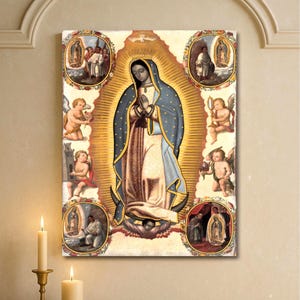 Virgin of Guadalupe Canvas Print, Catholic Wall Art, Mexican Religious Decor, Religious Canvas, Our Lady of Guadalupe Reproduction Painting