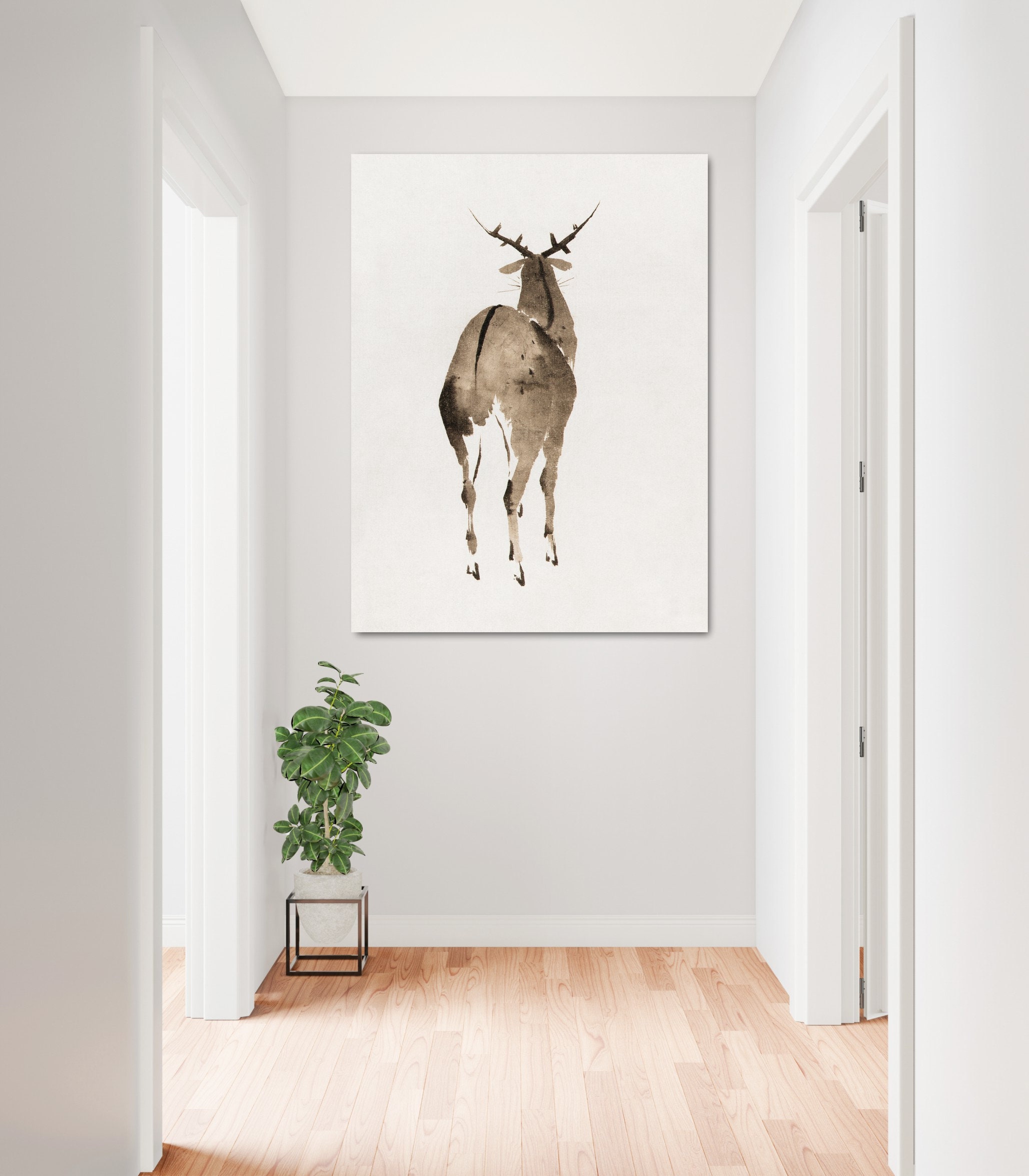 北斎の鹿のキャンバスプリント：日本の動物の壁アート - Etsy 日本