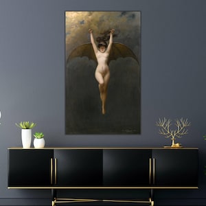 Bat-Woman by Albert Joseph Pénot Canvas Art, La Femme Chauve-Souris, Gothic Wall Art, Famous Painting, Reproduction Canvas, Home Wall Art