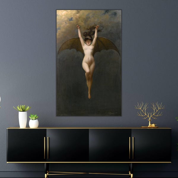 Pénot Bat-Woman Canvas Art, decorazione da parete in stile gotico, pronta da appendere!