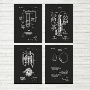 Whiskey Patent Poster Prints SET OF 4 | Whiskey Decor, Whiskey Wall Art, Whiskey Print, Whiskey Making, Restaurant, Whisky & Bourbon Lover