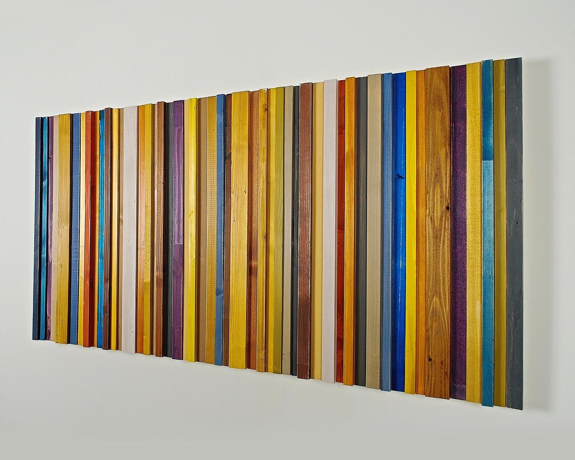 Wood Wall Art Stripes Gradient Sculpture 3d Wall Art Modern Etsy