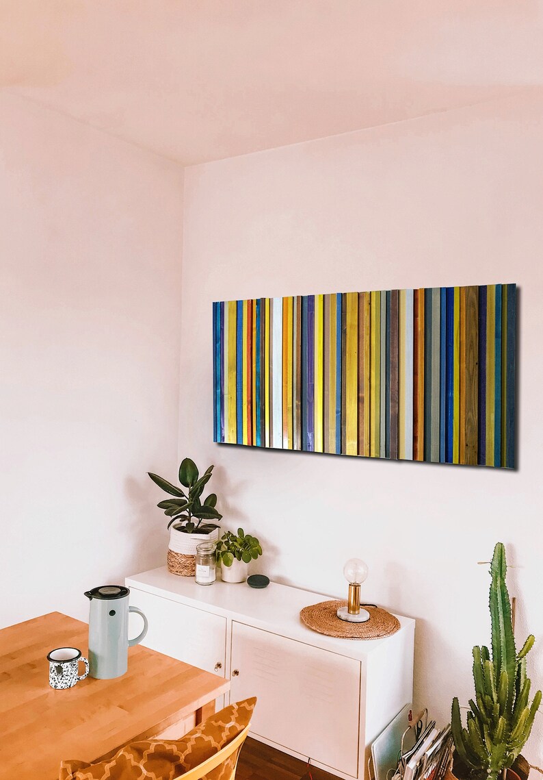 Wood Wall Art Stripes Gradient Sculpture 3d Wall Art Modern Etsy