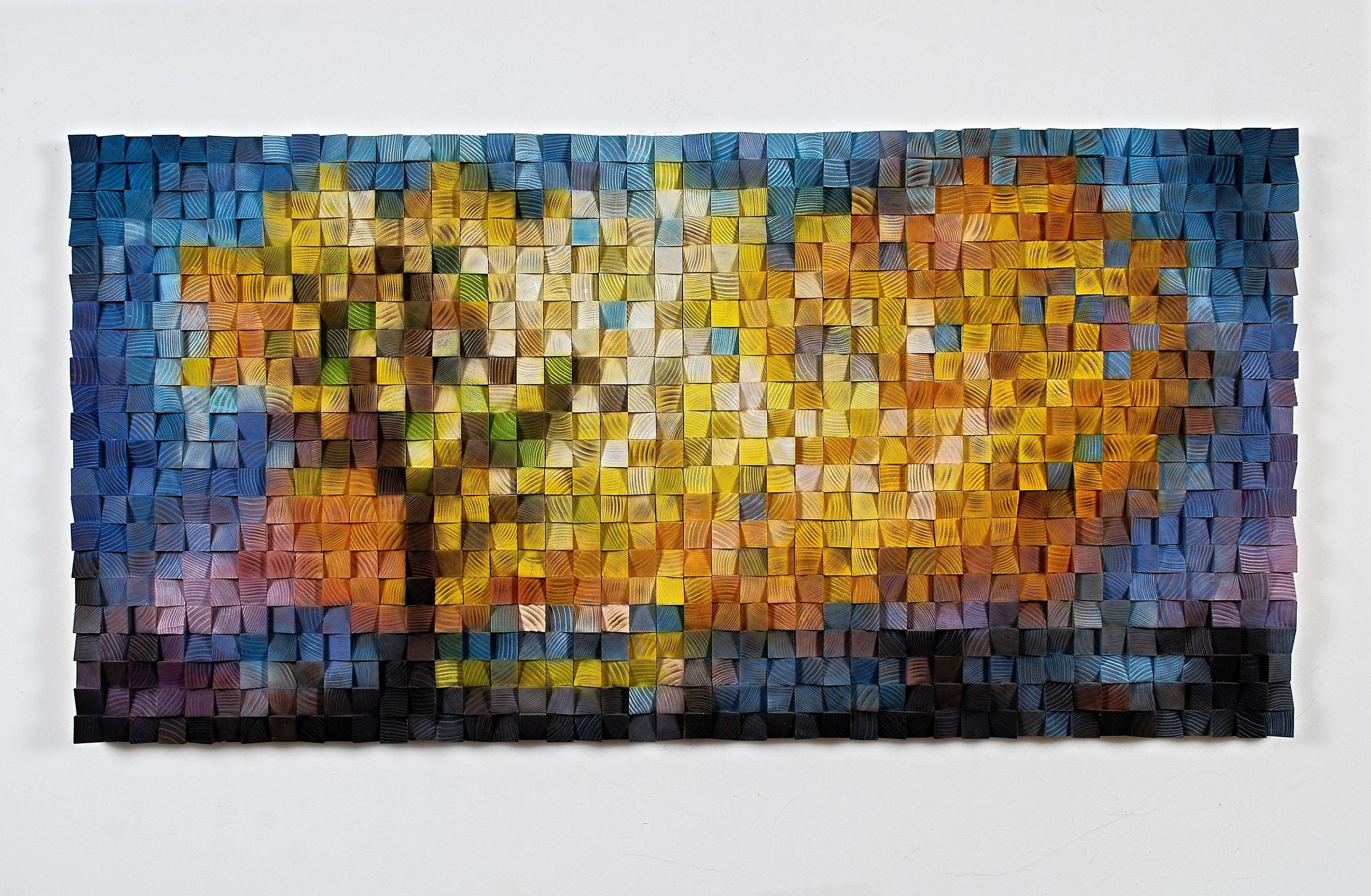 Sunset 3d Wood Wall Art Sculpture Mosaic Painting With Tree