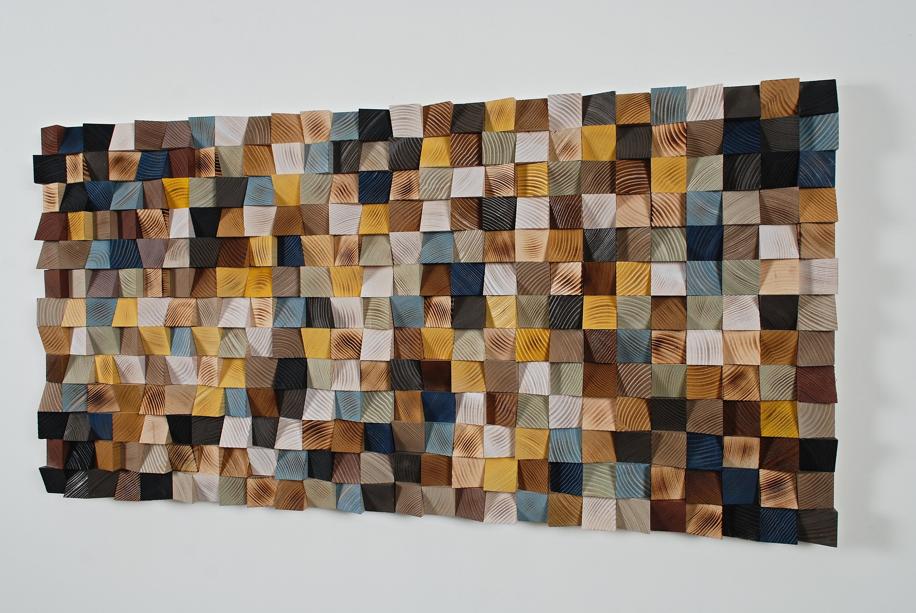 Modern Wood Wall Art 3D Wooden Mosaic Blocks Decor Sculpture Etsy UK