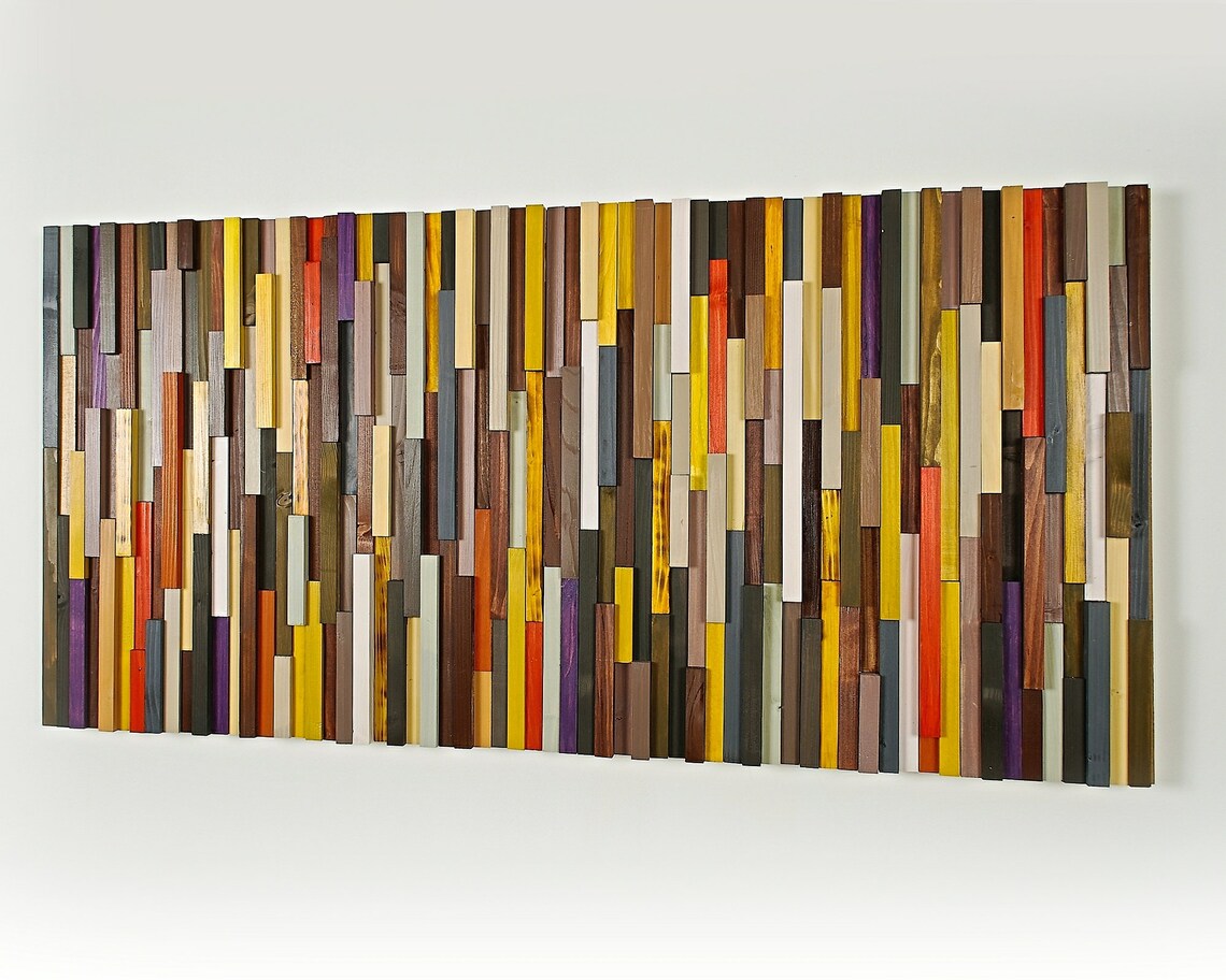 Rustic Large Wood Wall Art Sculpture Original Artwork, Modern 3d Geometric Abstract Decor