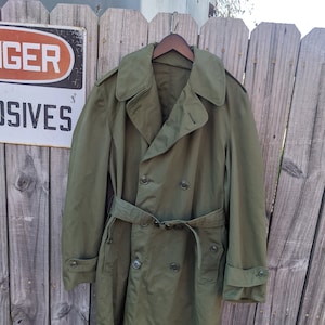 Original Vintage USA Military 1961 OD Green Overcoat Very Good Condition Small Regular