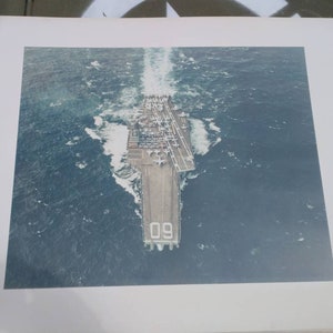Original Authentic 1960s  US Naval Large Color  Photograph USS America on Matte Board