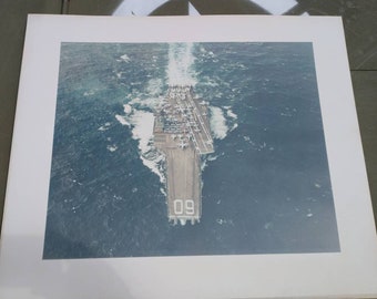 Original Authentic 1960s  US Naval Large Color  Photograph USS America on Matte Board