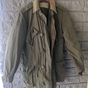 Abrigo de combate canadiense original vintage de 1978, modelo OG-107, con forro - Excelente estado - Talla pequeña regular