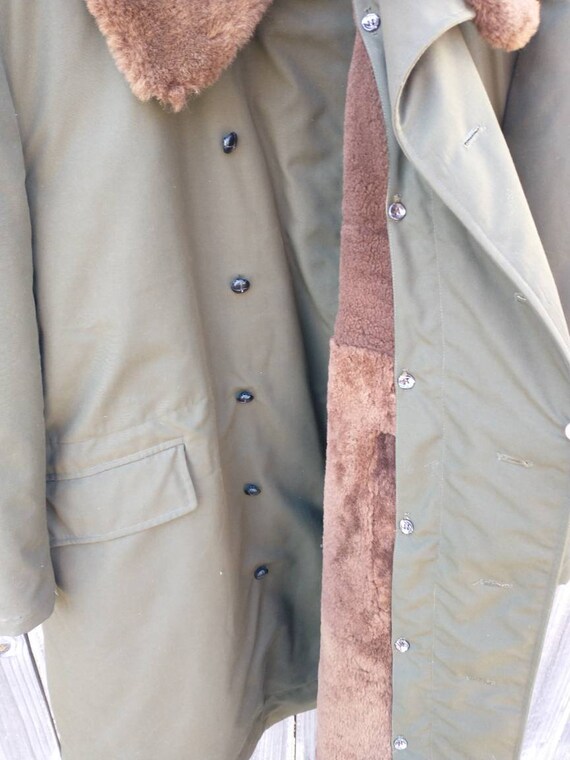 Vintage Original 1984 Czech Military KARA Sheep Fur Lined Trench