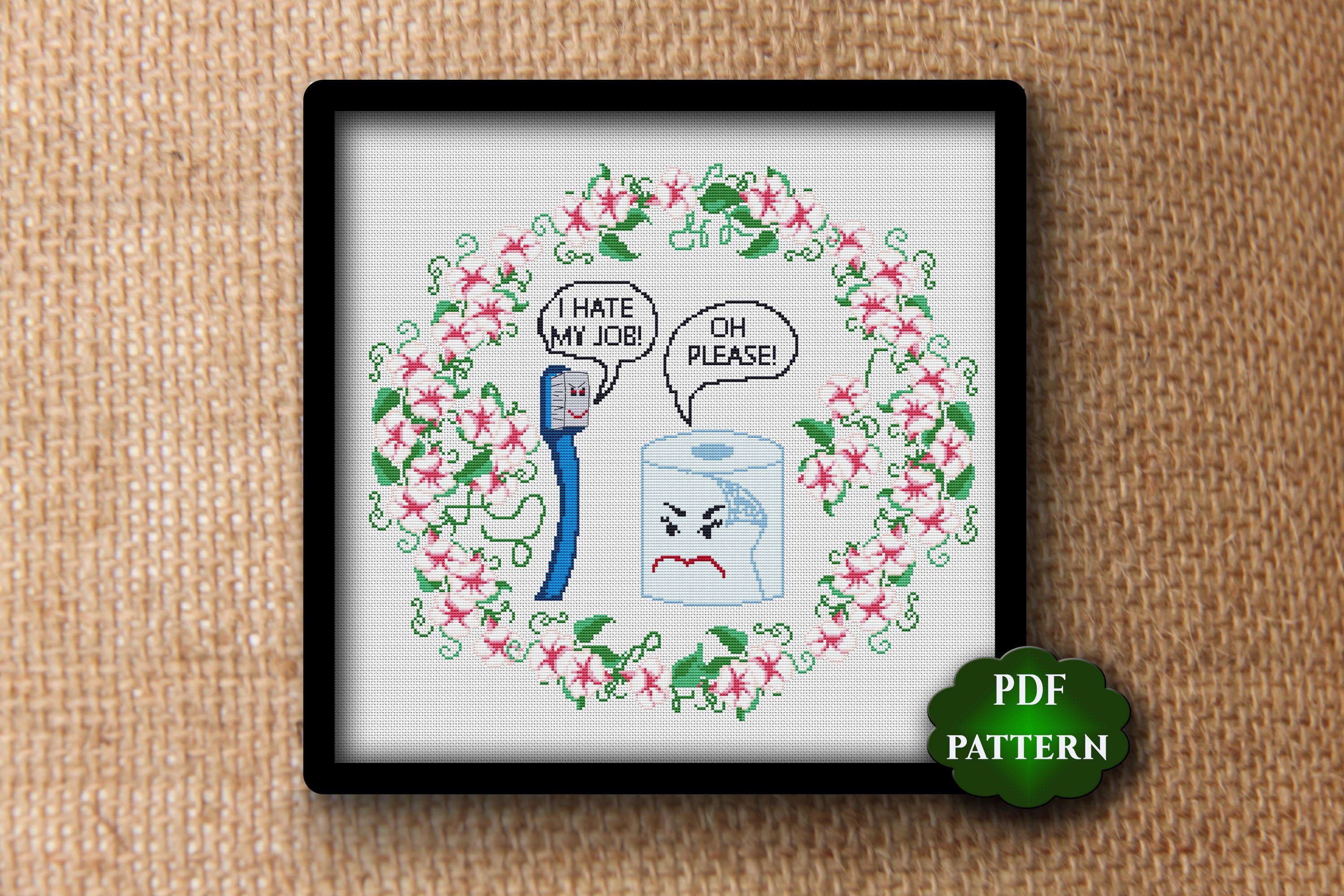 Funny Bathroom sign. Cross stitch pattern funny quote. Etsy