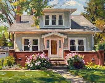 Custom House Painting from Photo – Hand Painted Oil Home Portrait, Housewarming Gift