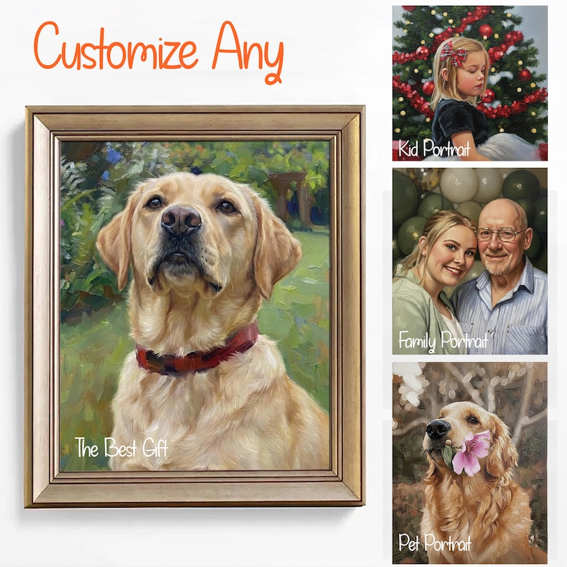 Custom Hand-painted Pet Portrait Oil Painting on Canvas Personalized ...
