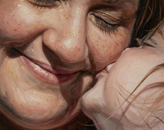 Custom Mother and Baby Oil Painting from Photo, Hand Painted Portrait, Mom and Child Gift New Mom Gift Mother's Day Gift Personalized Canvas