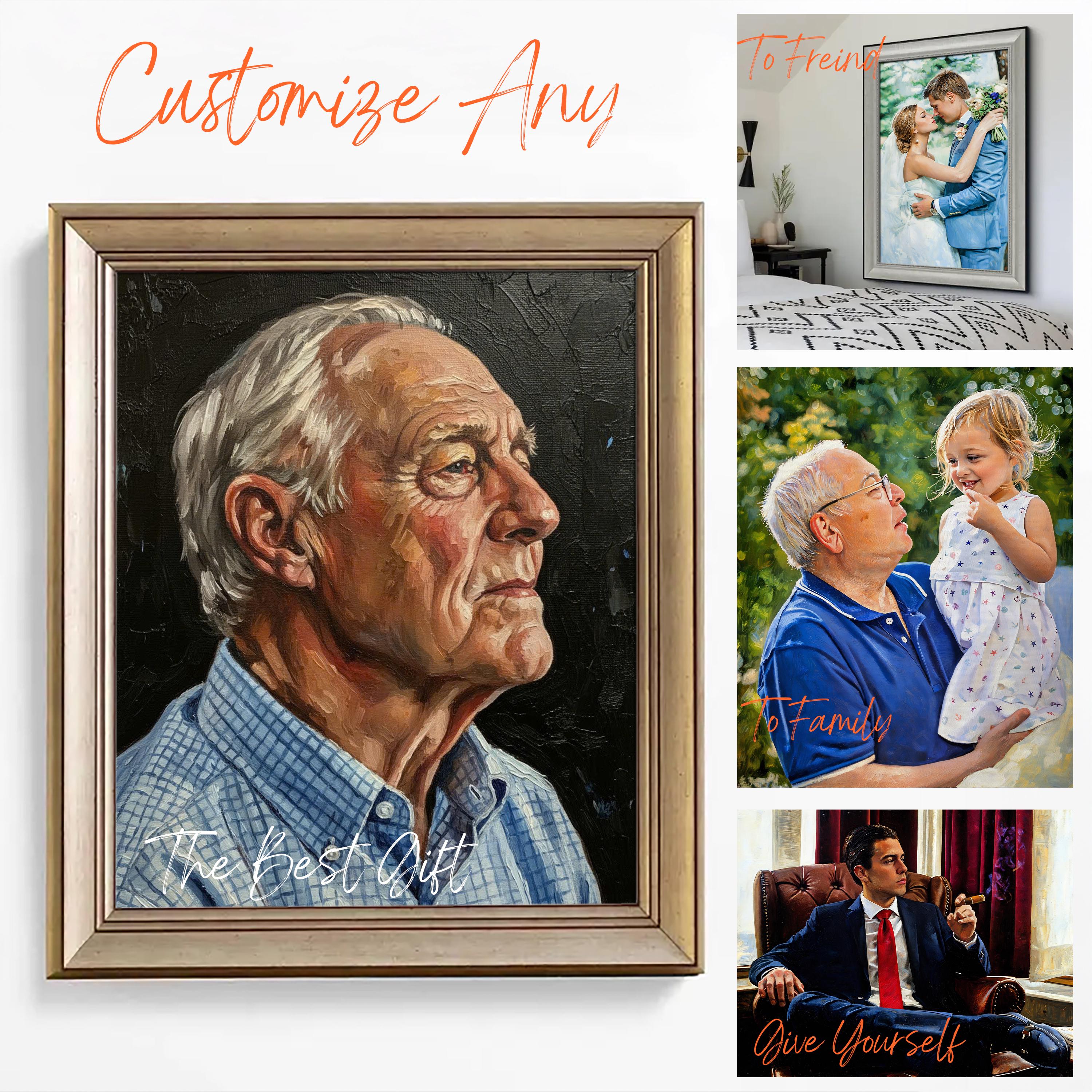 Custom Oil Painting From Photo Original Hand-painted Portrait Canvas ...