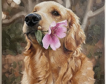 Custom Pet Portrait from photo Hand-Painted dog Memorial Oil Painting Artwork on Canvas Original art commission pets lover birthday gift