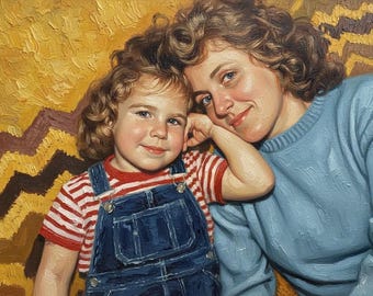 Customized oil painting from photo Custom portrait oil painting commission Commissioned oil family portrait Mother's day gift