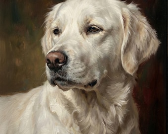 Custom Hand Painted Dog Oil Painting from Photo Pet Portrait Commission Art on Canvas Memorial Gift for Dog Lovers