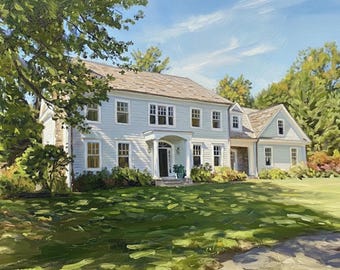 Custom House Painting from Photo – Hand Painted Oil Home Portrait, Housewarming Gift