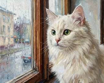 Custom Pet Oil Painting Hand-painted Canvas Portrait Art From Photo Commission Loss Memorial Personalized cat Lover Gifts Birthday Present