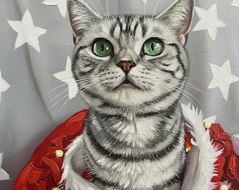 Custom Pet Oil Painting Hand-painted Canvas Portrait Art From Photo Commission Loss Memorial Personalized cat Lover Gifts Birthday Present