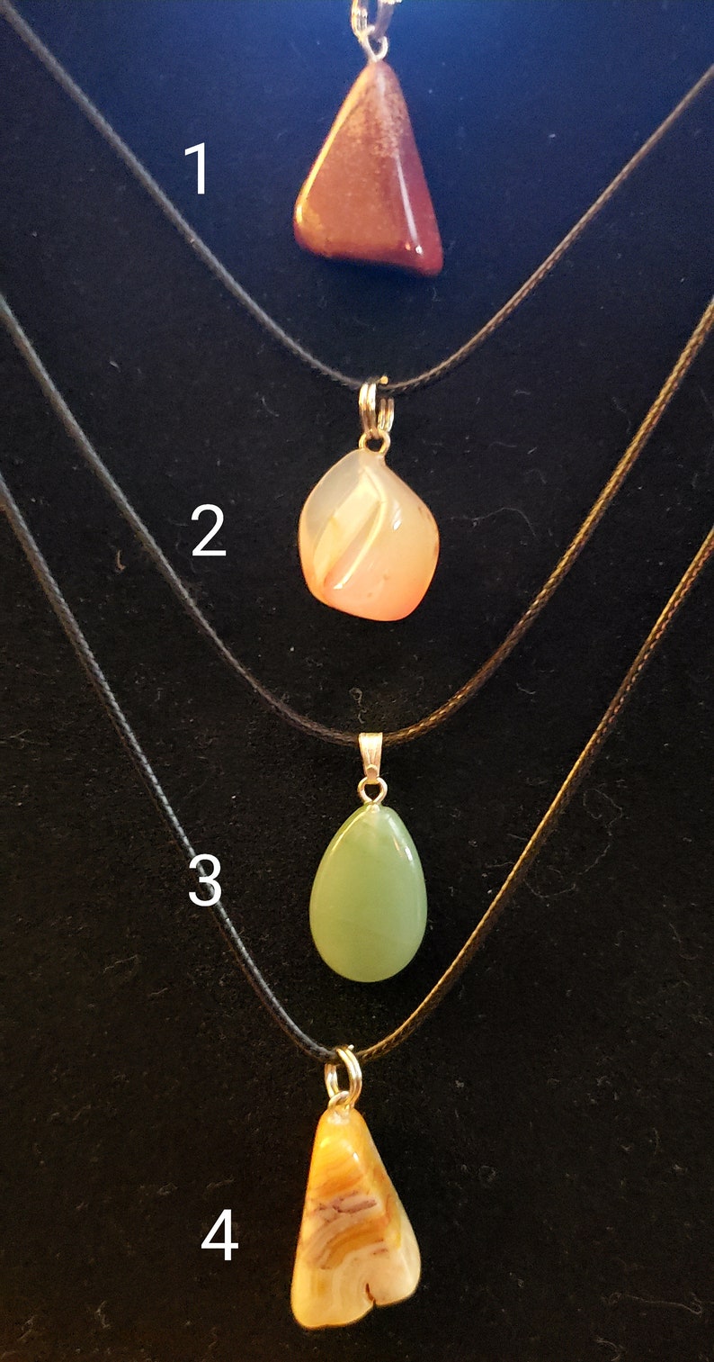 Charm Genuine Stone Gemstone Leather Necklace