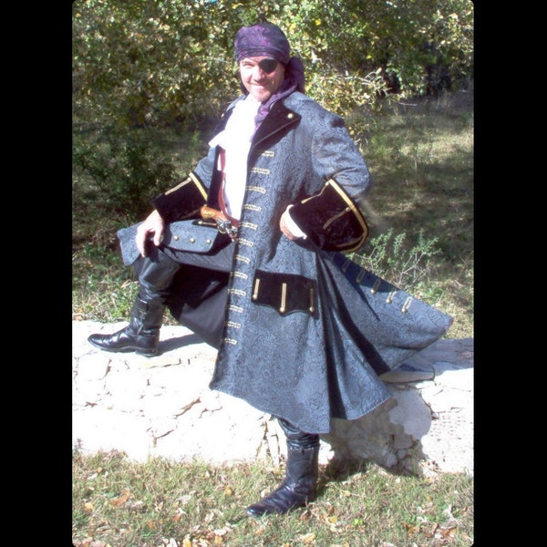 Custom Made  - Mens Renaissance Pirate Costume Frock Coat Any Size!