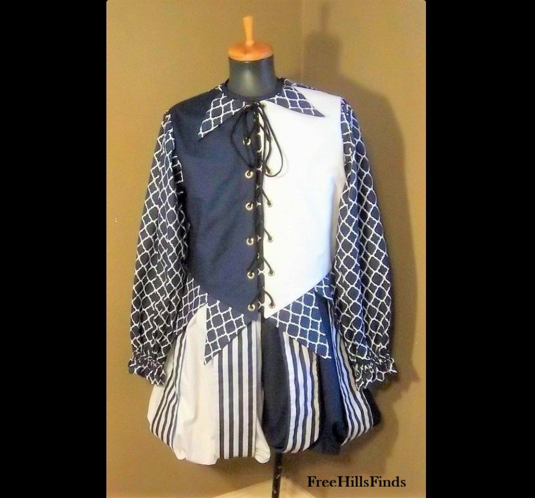 MADE TO ORDER Renaissance Jester Costume Court Jester Navy Etsy