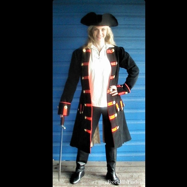 MADE TO ORDER Mens / Ladies Renaissance Pirate Costume Captain's Frock Coat, Any Colors and Size!
