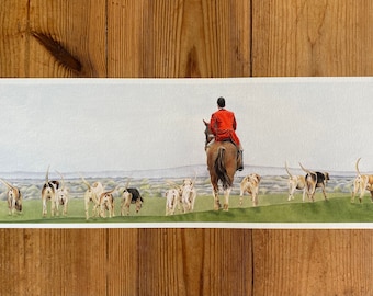 Homeward Hounds - Limited Edition Giclee Panoramic Hunting Print: Drawing Countryside Art Fieldsports Farmhouse Decor Master Country Horses