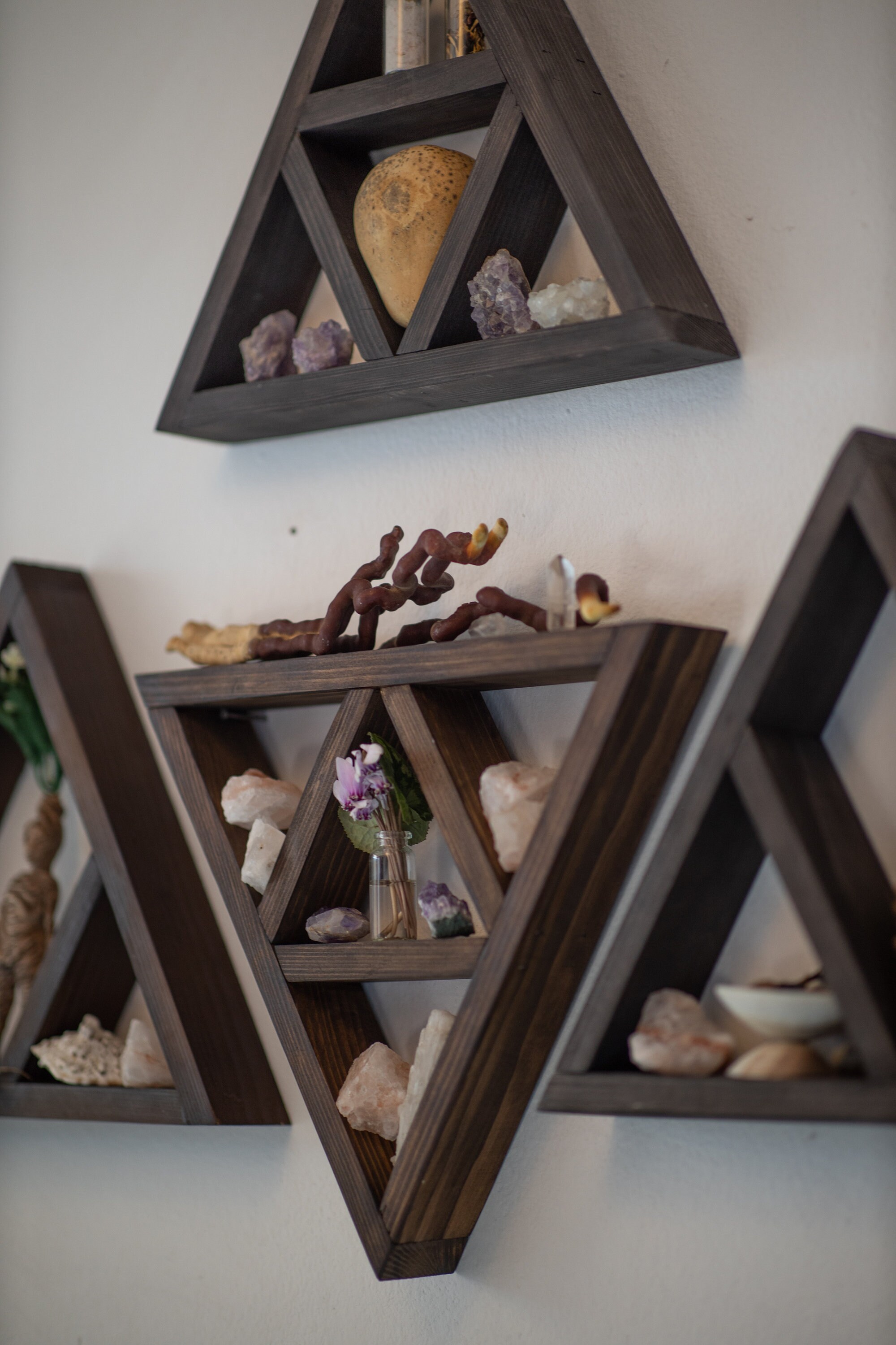 Wooden Trinity Altar Shelf Black Stain Etsy