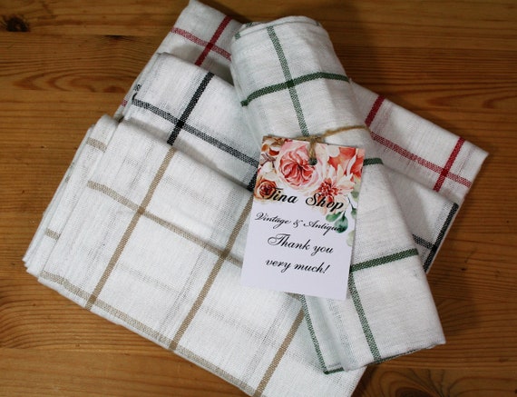 Dish Towels 4 Pcs. Kitchen Towel Soft and Absorbent Cotton Plaid