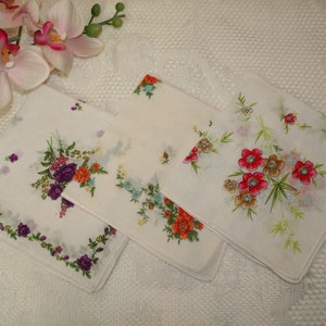 Set de 3 pañuelos búlgaros vintage con flores, pañuelos suaves de algodón, toallas de algodón, servilletas de algodón, servilletas de algodón sin usar