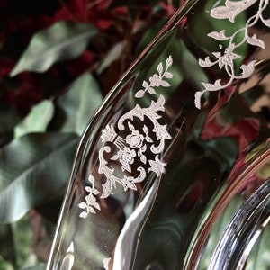 Vintage Set of 4 1930s FOSTORIA Glass NAVARRE Etch Pattern SALAD Plate Floral Design Clear Crystal Depression Era Antique Dish Collectible