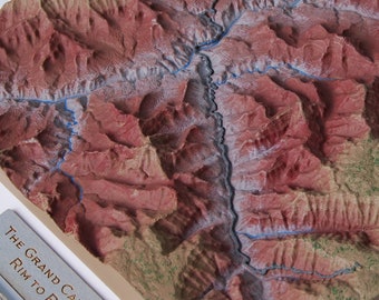 Hand-Painted 3D Grand Canyon Hiking Trail Model: Rim-to-Rim