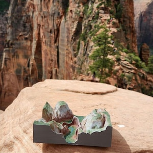 Angels Landing - Painted Model - Zion National Park - 3D Printed Topographical Mountain Art