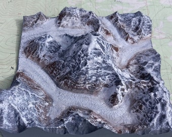 K2 Model - Painted Wall Art, 3D Printed Mountain Replica, Seven Summits, hiking gift