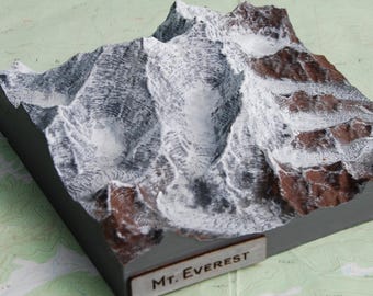 Mt. Everest - Hand Painted Model - 3D Printed Mountain, Framed Wall Art, Seven Summits