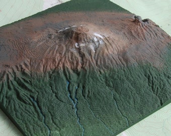 Mount Kilimanjaro Painted Model - 3D Printed Replica - Seven Summits