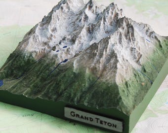Grand Teton 3D Painted Model - Topographic Wyoming Wall Art, Mountain Map