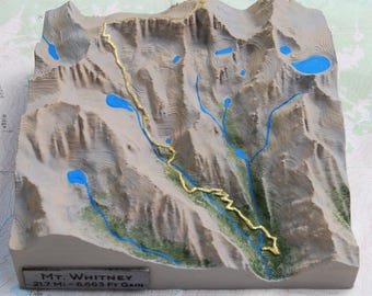 Mt. Whitney Trail Model - 3D Printed Topo Map