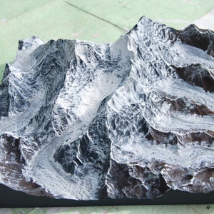 Maquette peinte du mont Everest - Montagne imprimée en 3D, oeuvre d'art murale encadrée, Sept sommets