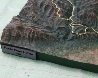 Pikes Peak Ultra Trail Model - 3D Printed Topo Map