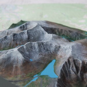 Mt. Blue Sky e Mt. Bierstadt Modelo - Mapa Topográfico Impresso 14er, Montanha Impressa em 3D, Presente de Caminhada, Réplica de Decoração Alpina