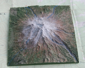Shasta-model - 3D-topografische bergkaart, wandelcadeau