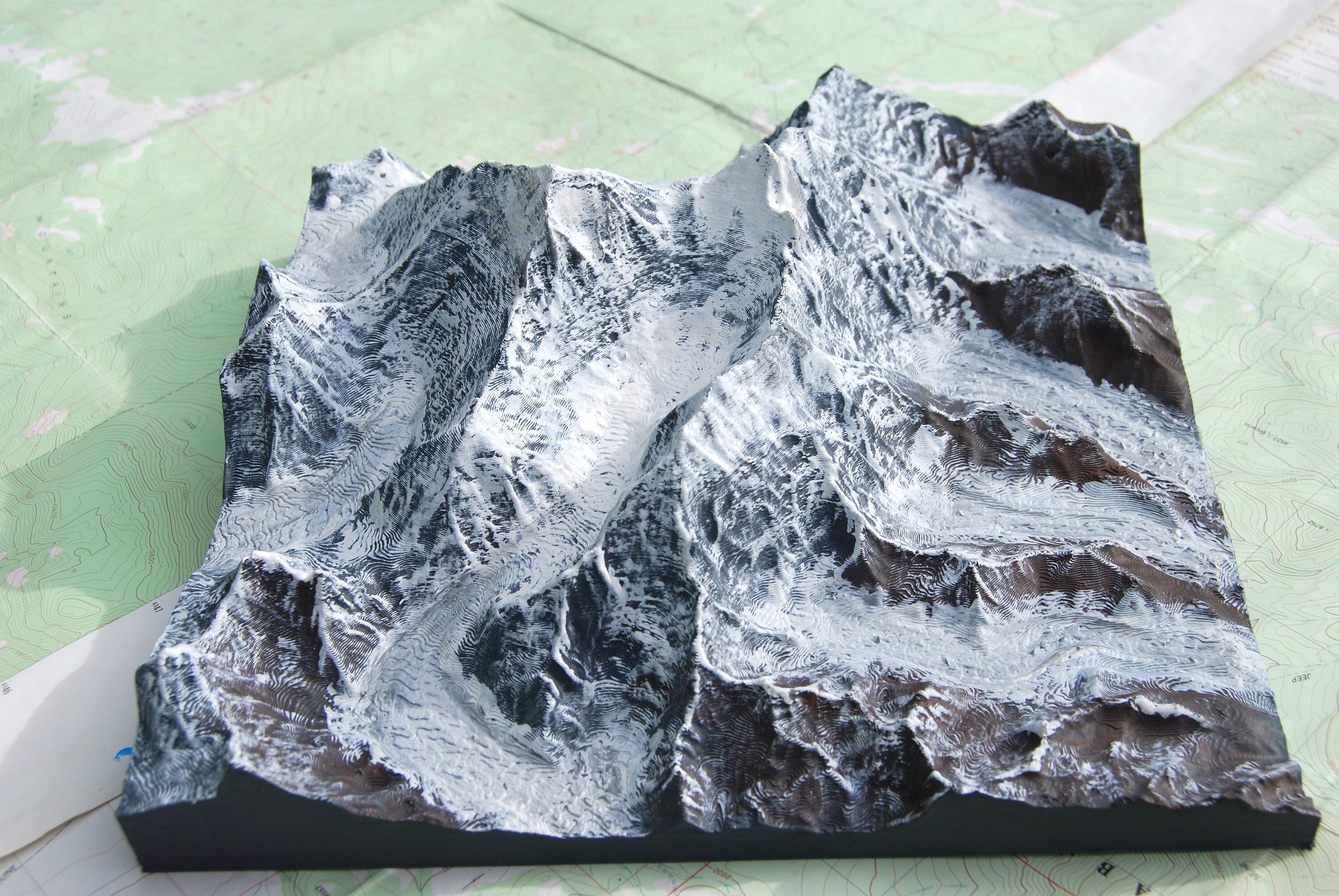 Mt. Everest Painted Model - 3D Printed Mountain, Framed Wall Art, Seven Summits