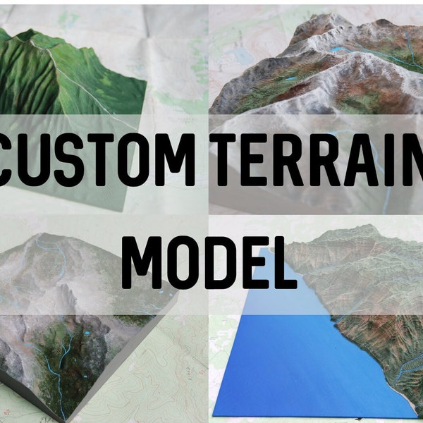 Custom 3D Printed Terrain Map - Hand Painted