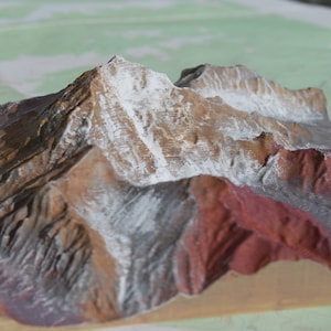 Aconcagua-model - 3D-geprint, handgeschilderd, bergkaart, zeven toppen